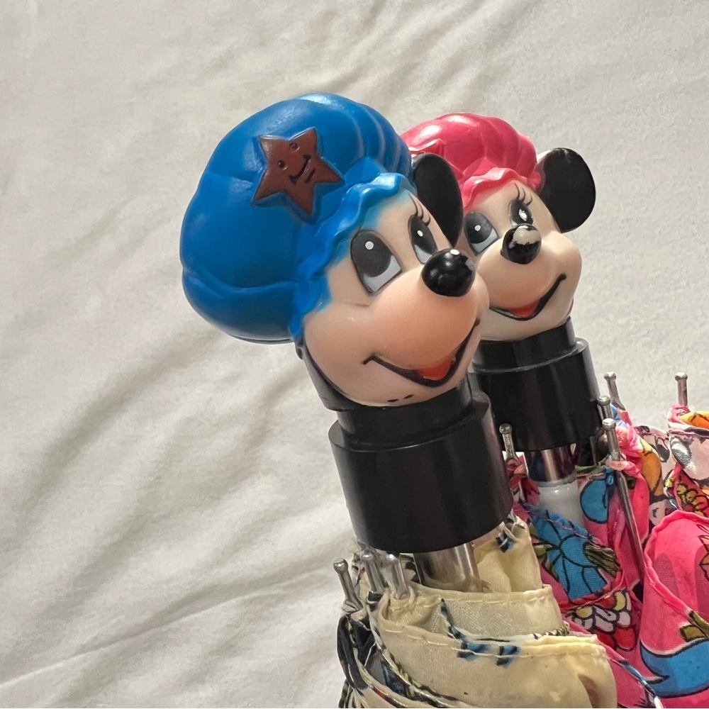 Mickey Minnie Mouse vintage 1970s umbrellas matching Rare Disney - Picture 2 of 8